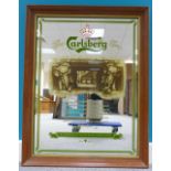 Vintage framed advertising mirror for Carlsberg dimension's 90cm x 70cm