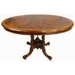 Victorian burr walnut loo table, with inlay between cross banding,
