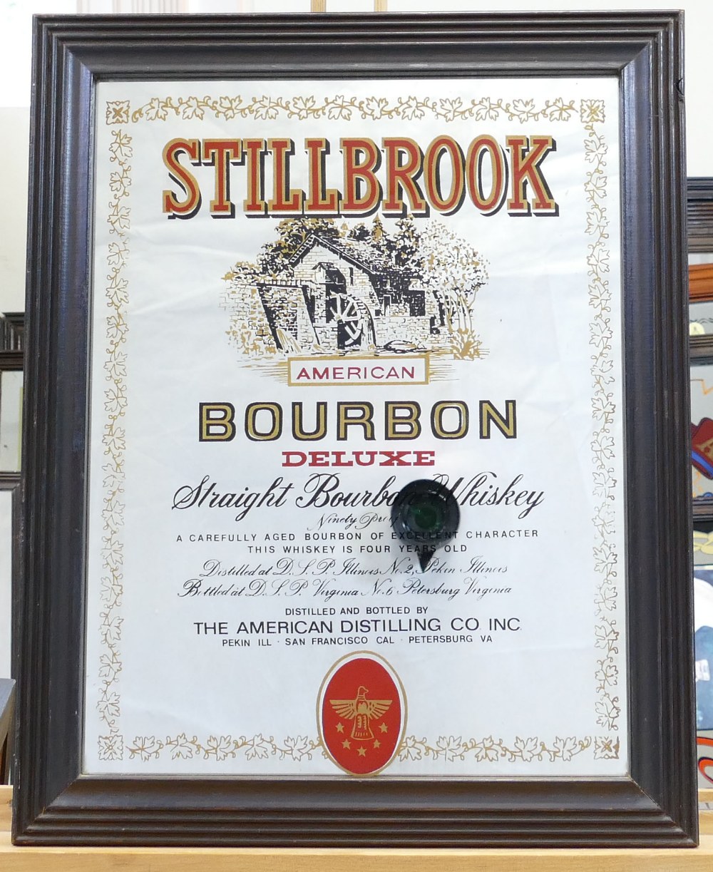 Vintage advertising mirrors for Stillbrook American Deluxe Bourbon and Bowies Rock and rye whisky, - Image 2 of 2