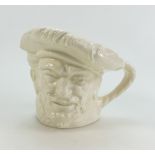 Royal Doulton large all white character jug Drake D6805 (underglaze chip to back base edge)