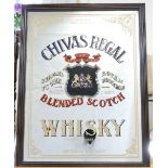 Vintage framed advertising mirror for Chivas Regal blended scotch whisky dimensions 98cm x 67cm