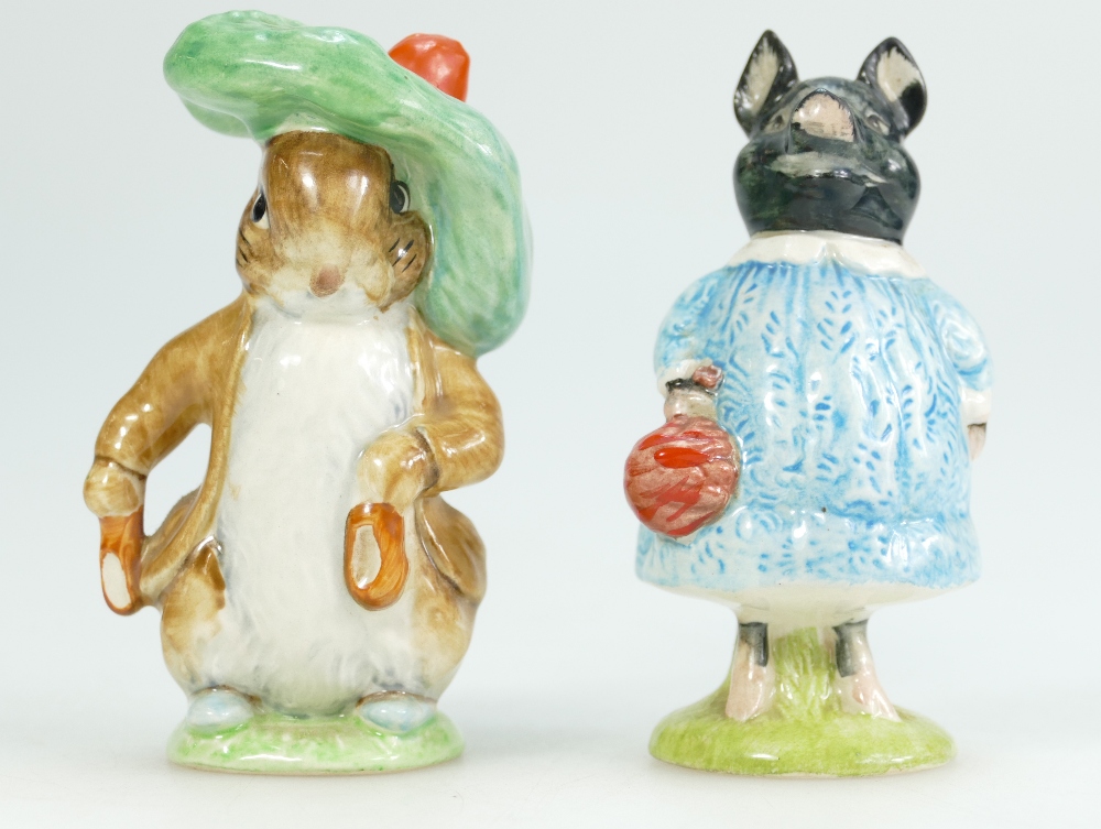 Beswick Beatrix Potter figure Pig Wig and Benjamin Bunny with ears out,