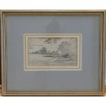 George Haite pencil sketch drawing of Farnham landscape scene in gilt frame,