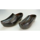 Pair of wooden clogs - very large 34cm long.