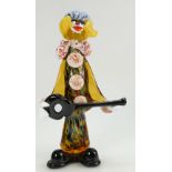 Murano large glass figure of a clown playing a guitar height 28.
