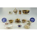 A good collection of 19th century miniature pottery items including Coalport bowls,