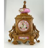 Continental gilded mantle clock height 35cm (back missing)