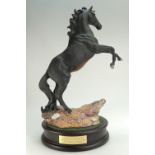 Beswick rearing Cancara black horse on base, made for the Beswick Centenary 1984,