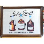 Vintage framed advertising mirrors featuring John Begg Blended Scotch Whisky dimensions of largest