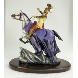 Michael Sutty large figure of King Arthur on rearing horse, limited edition on wood base,