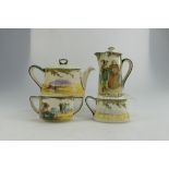 Royal Doulton series ware tea set "Under the Greenwood Tree" D3751 comprising teapot (spout damaged