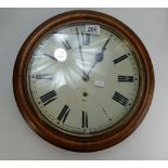 19th Century Oak cased circular wall clock, the 12" / 30.