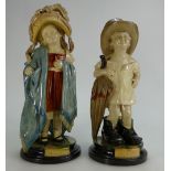 Pair Continental pottery figures of a bo