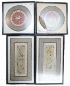 Two pairs of oriental silk pictures, 31c