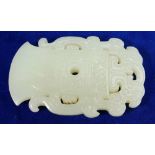 Chinese white jade axe form pendant, len