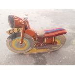 Vintage painted wooden merry go round motorbike