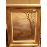 Framed oil on canvas country view signed Dipnell 20x 15