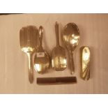 Art Deco sterling silver brush and mirror, 2 silver art Deco brushes and combs