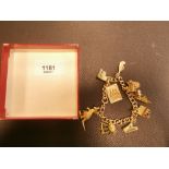 9ct gold charm bracelet total weight 40.6g