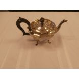 Regency style silver bachelors tea pot on cabriole supports 1898 maker JR LD 11.2oz