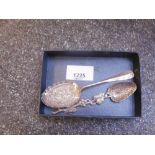 1824 Cast silver spoon with oak leaf design, London C Rawlings together with silver preserve spoon