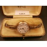Cased ladies 9ct gold faced Omega watch