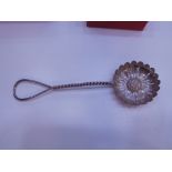 Edwardian silver sifter spoon with sunflower bowl, Birmingham maker EH 5'' together with another