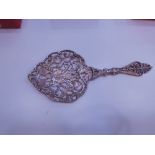 Victorian pierced and cast silver ornamental spoon with heart shaped face mask bowl, Sheffield