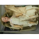 Vintage Bisque headed doll by Armand Marseille and vintage fabric etc