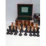 Victorian Mahogany cased Staunton Weighted Chess set by Jacques AF, King height 3.75''