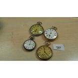 Four pocket watches incl. Jaeger-LeCoultre, Ingersoll Legion, Lady’s silver cased example and one