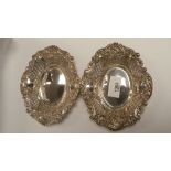 Pair of late Victorian silver bon-bon dishes with embossed and pierced edges Cher 1897