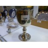 Victorian silver goblet with gilded bowl and turned stem, London 1864, stamped Mappin Brothers,