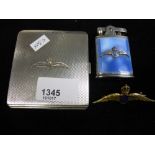 gold enamel RAF wings sweetheart brooch, stamped 18ct and 14ct on the reverse, excellent unworn