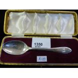 Silver christening spoon in case