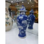 A Chinese blue and white Porcelain covered vase decorated with prunes branches 4 character mark to