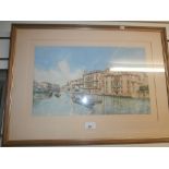 Late 19th Century watercolour of a venetian scene with gondolas and figures signed Colby and dated