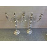 Large pair of silver plate on copper 3 branch candelabra each each 47 high