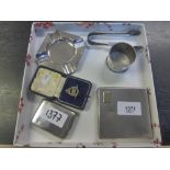 Silver comprising cigarette case, match case, ashtray etc. approx. 8 troy oz.