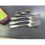 Three silver table forks and 3 silver coffee spoons, approx 8.4 troy oz