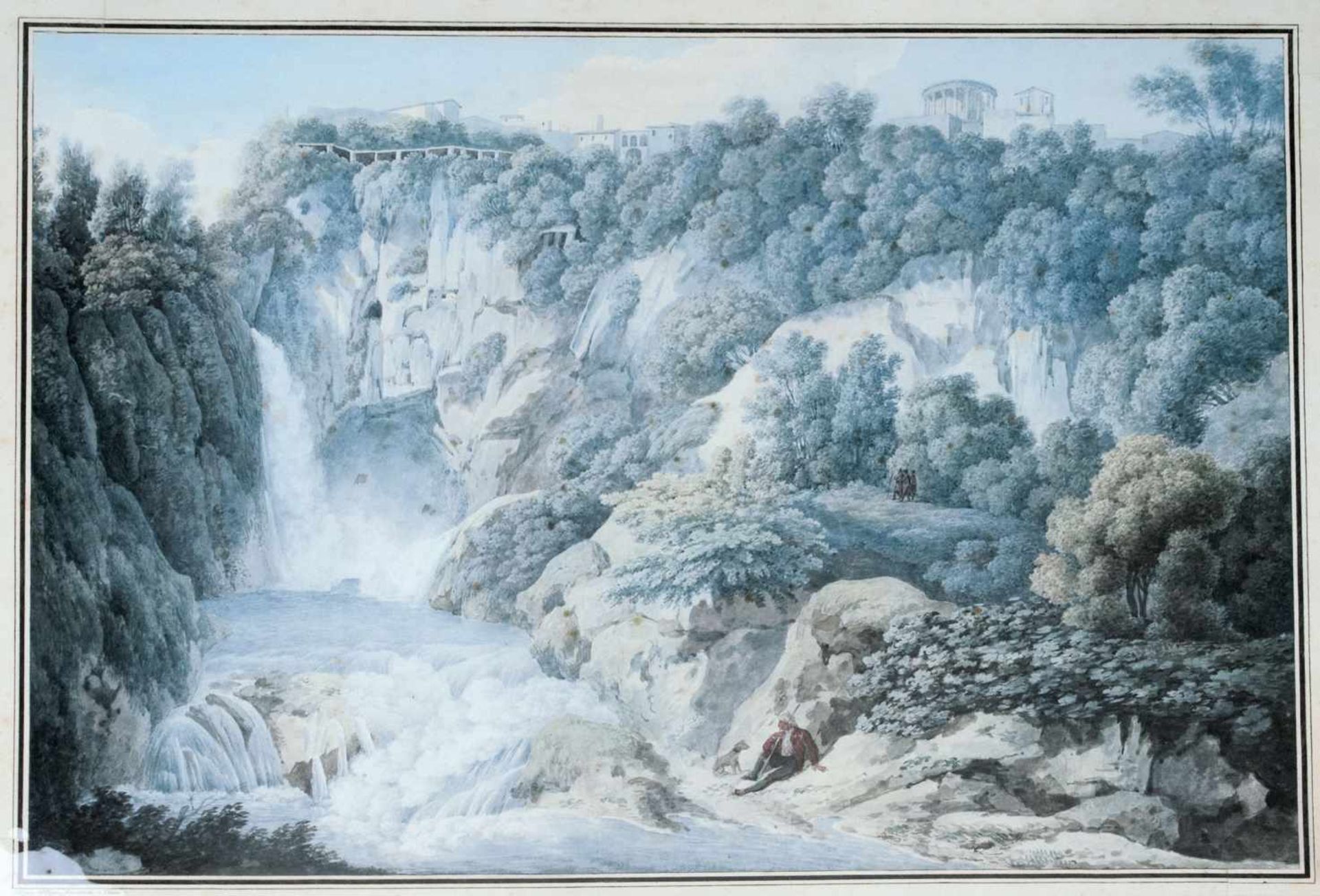 Filippo Giuntotardi (Rom 1768 - 1831 ebenda) 'Vue de la Grotte de Neptune a Tivoli', 19. Jahrhundert