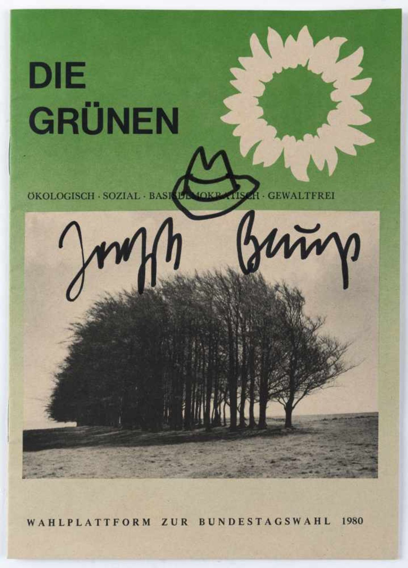 Joseph Beuys (Krefeld 1921-1986 Düsseldorf) 'Hutzeichnung' auf dem Cover 'Die Grünen - Wahlplattform