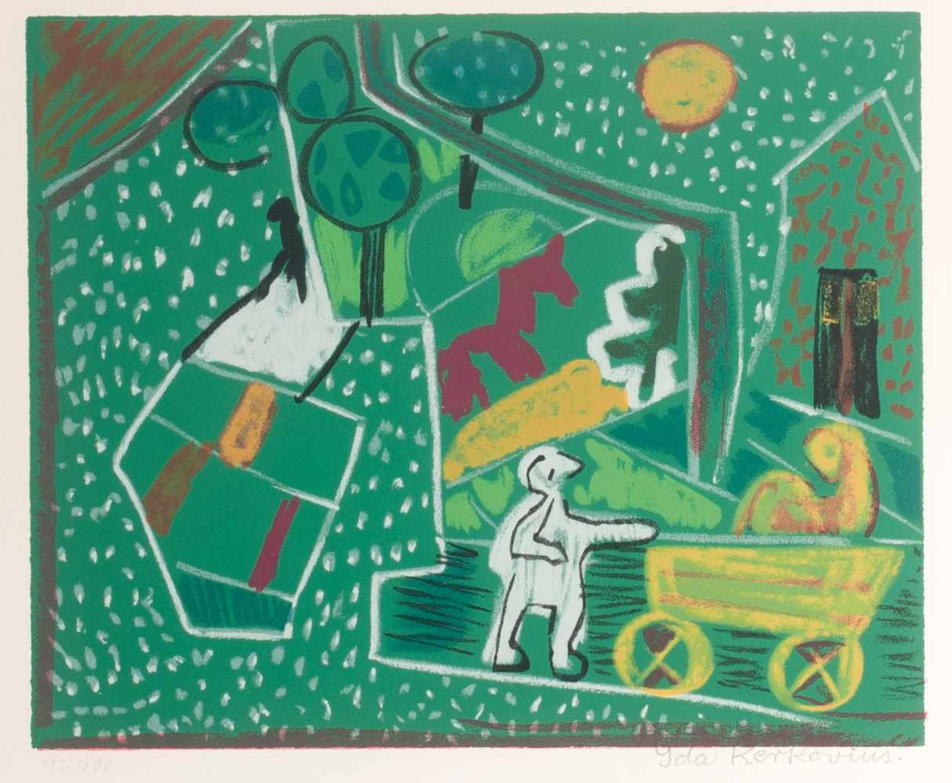 Ida Kerkovius (Riga 1879 - 1970 Stuttgart 'Grün mit Pferdchen', 1963 Farbige Serigrafie auf