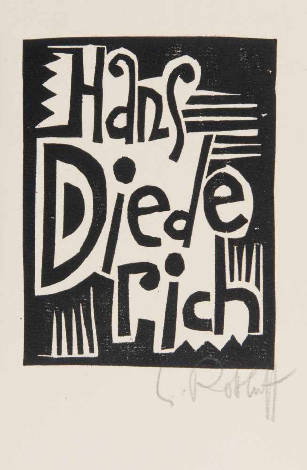 Karl Schmidt-Rottluff (Rottluff 1884 - 1976 Berlin) Ex libris 'Hans Diederich', 1919 Holzschnitt auf