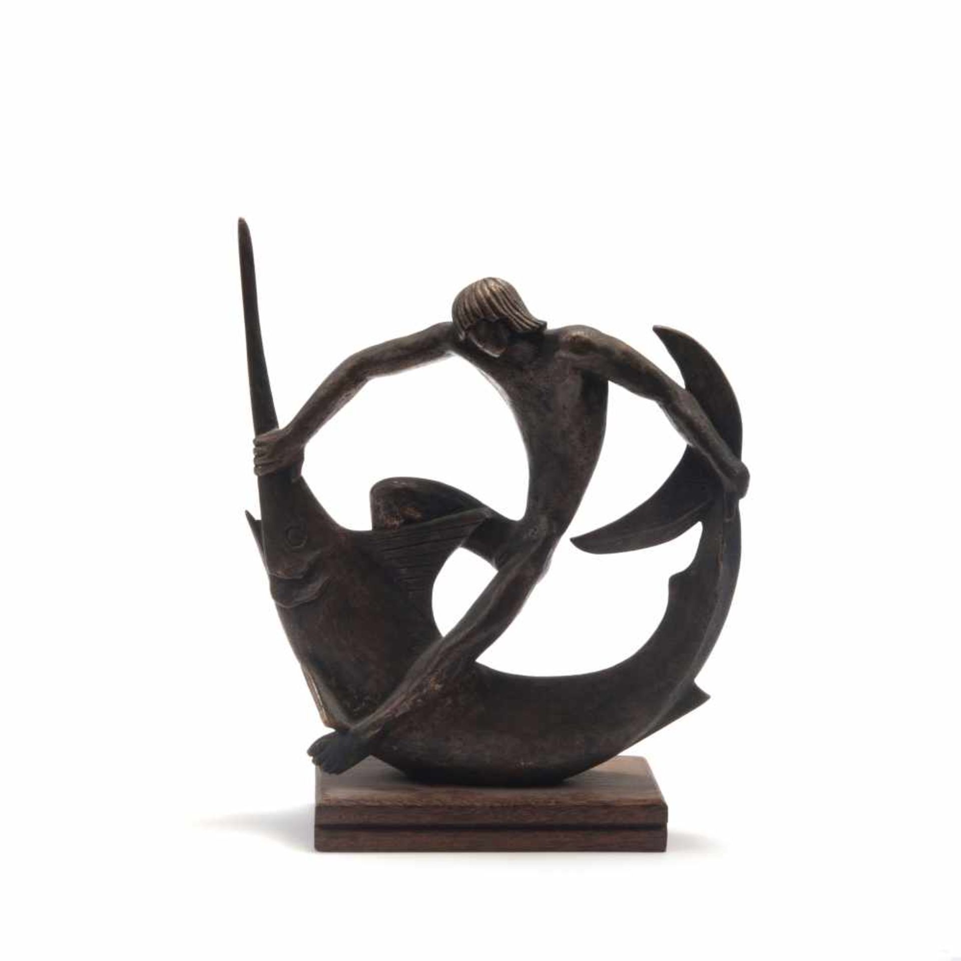 Edwin Scharff (Neu-Ulm 1887 - 1955 Hamburg) 'Jüngling mit Schwertfisch', 1950er Jahre Bronze,