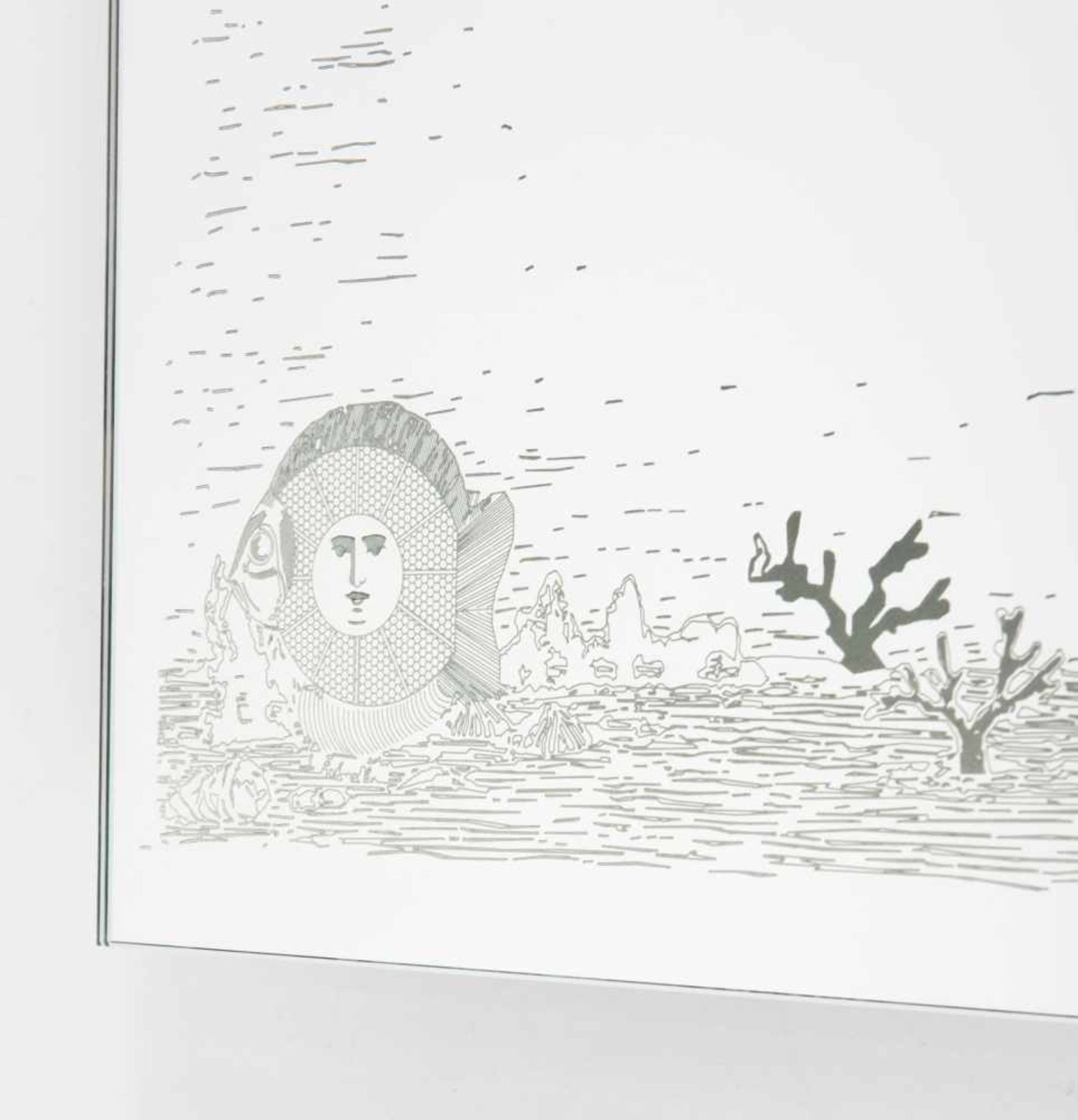 Barnaba Fornasetti Beleuchteter Spiegel 'Fondo Marino', 2000er Jahre 60 x 60 cm. Antonangeli - Image 3 of 4