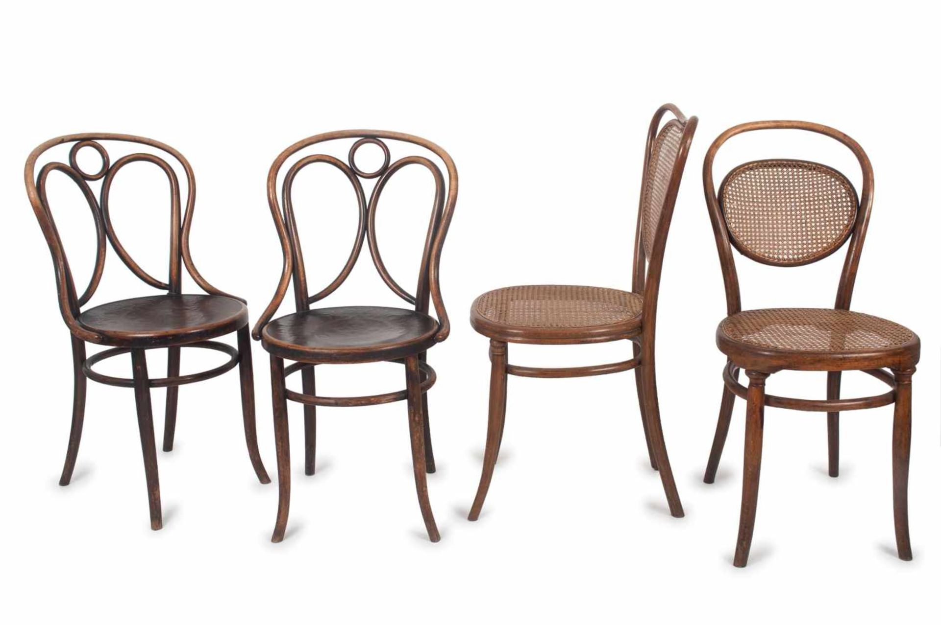 Thonet, Wien; Fischel & Söhne, Niemes Vier Stühle '19', '3' und '11' , um 1890 H. 90 x 43 x 56 cm;