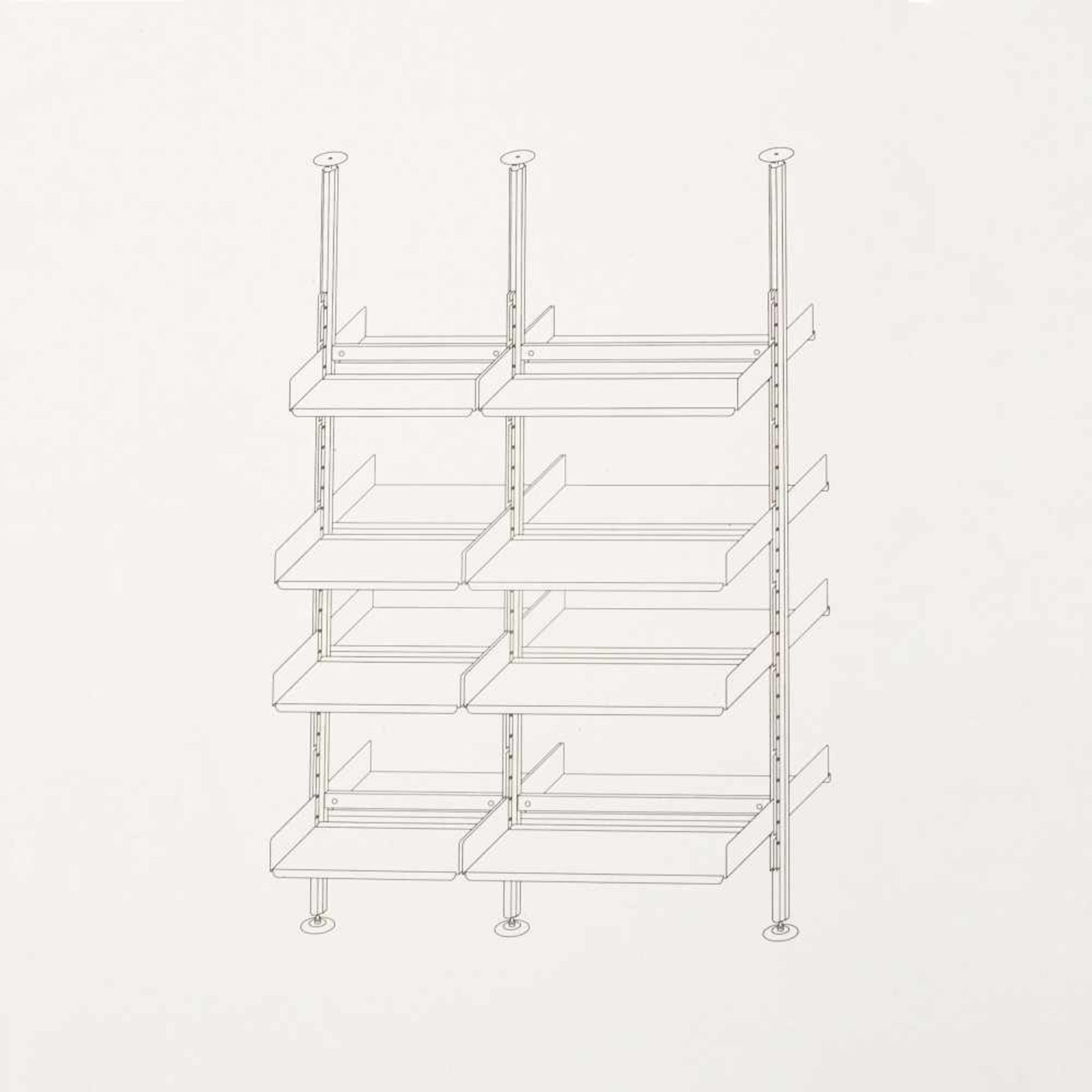 Dieter Rams Freistehendes Regal / Raumteiler 'System '606', 1960 H. ca. 320 x 220 x 30/60 cm.