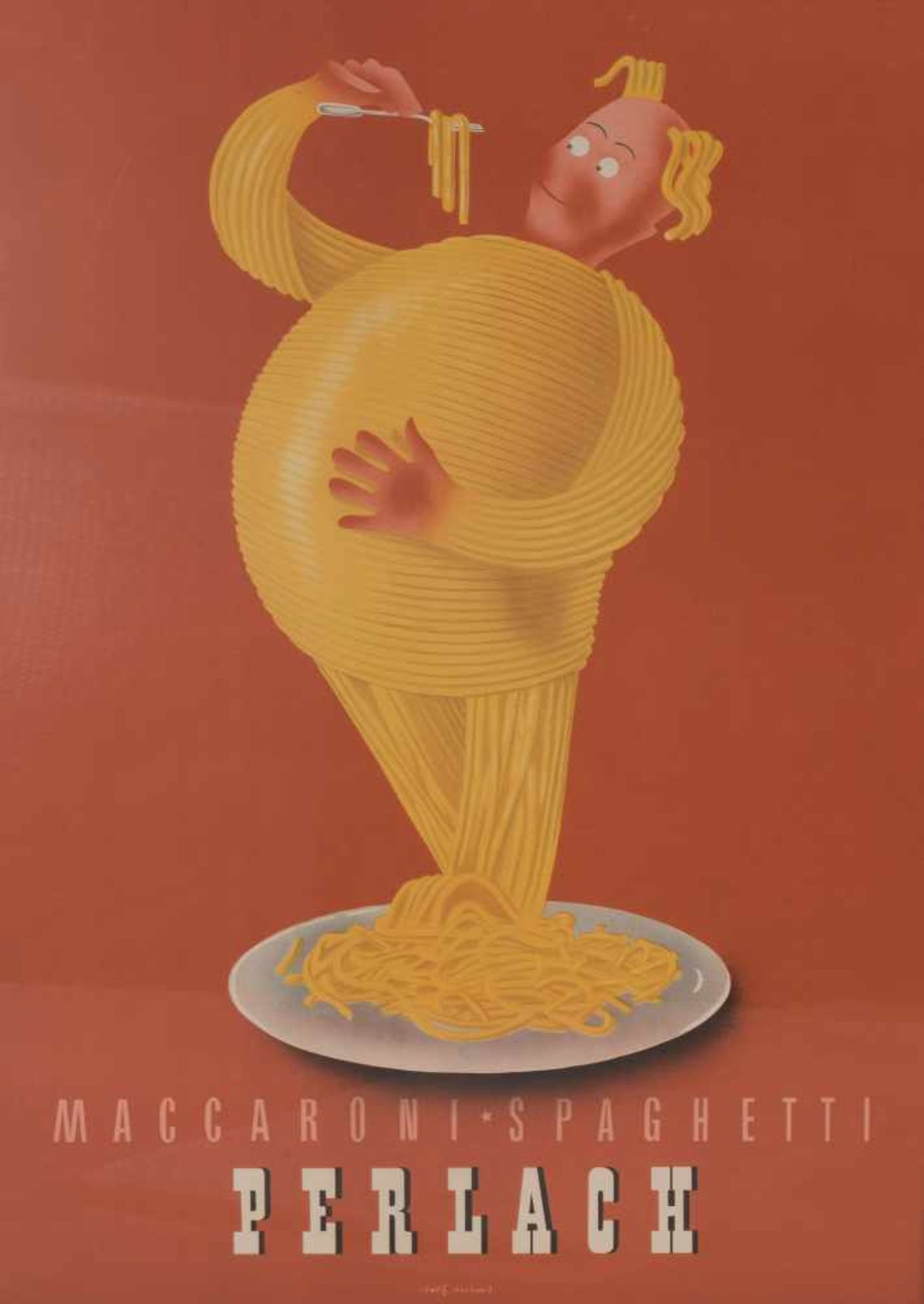 Plakat 'Maccaroni Perlach', um 1945/46 Richard Roth 83,2 x 58,5 cm (Darstellung), 94,3 x 59,2 (