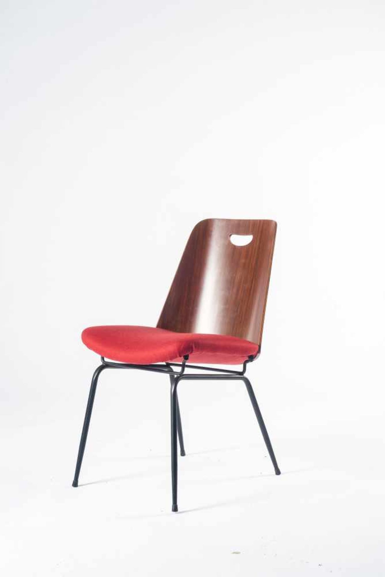 Vier Stühle 'Du 22', um 1952 Gastone Rinaldi H. 80 x 50 x 60 cm. Rima, Padua. Stahlrohr, schwarz - Bild 7 aus 8